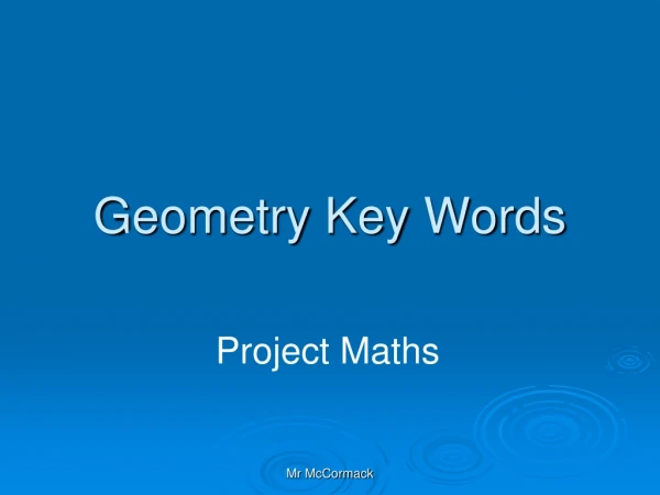 Geometry Key Words