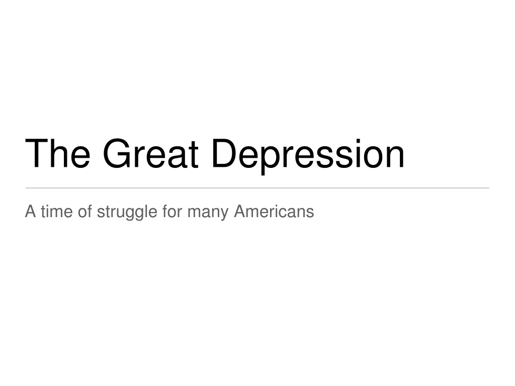 the great depression