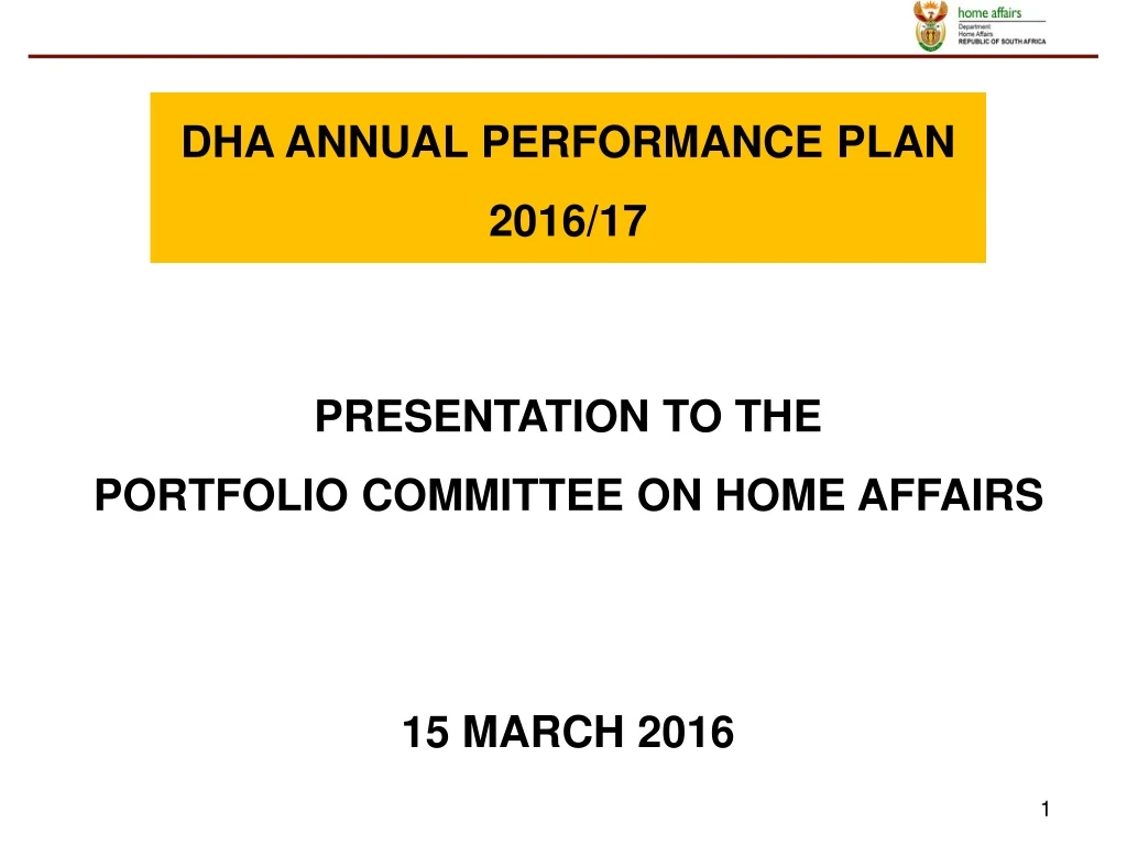 dha annual performance plan 2016 17