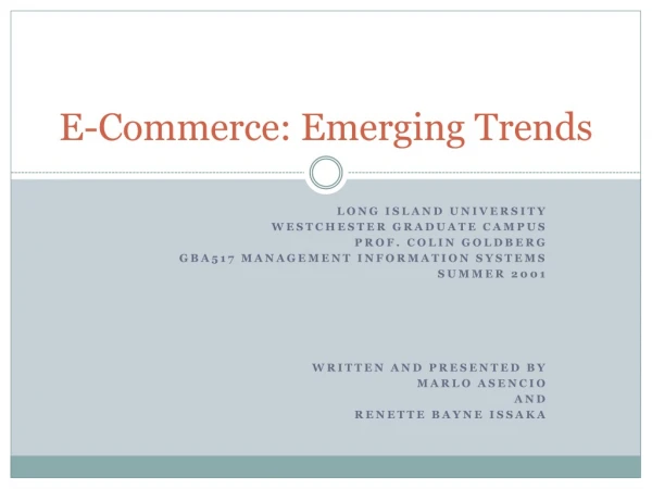 E-Commerce: Emerging Trends