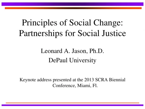 Principles of Social Change: Partnerships for Social Justice