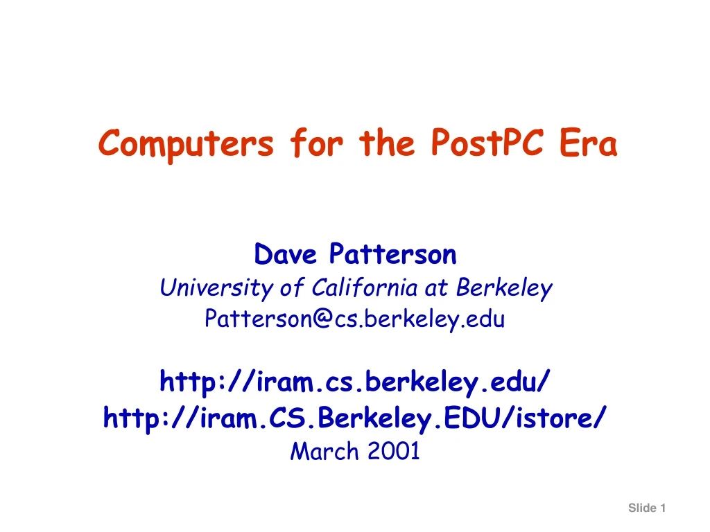 computers for the postpc era