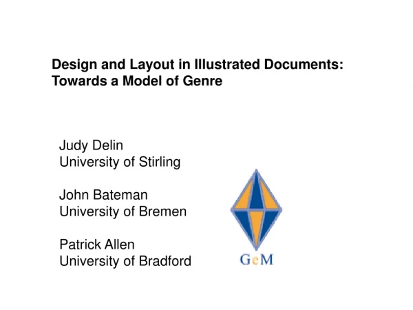 Design and Layout in Illustrated Documents:  Towards a Model of Genre