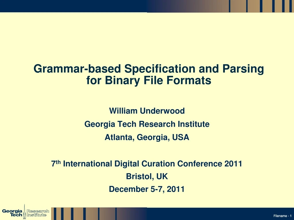 grammar based specification and parsing for binary file formats