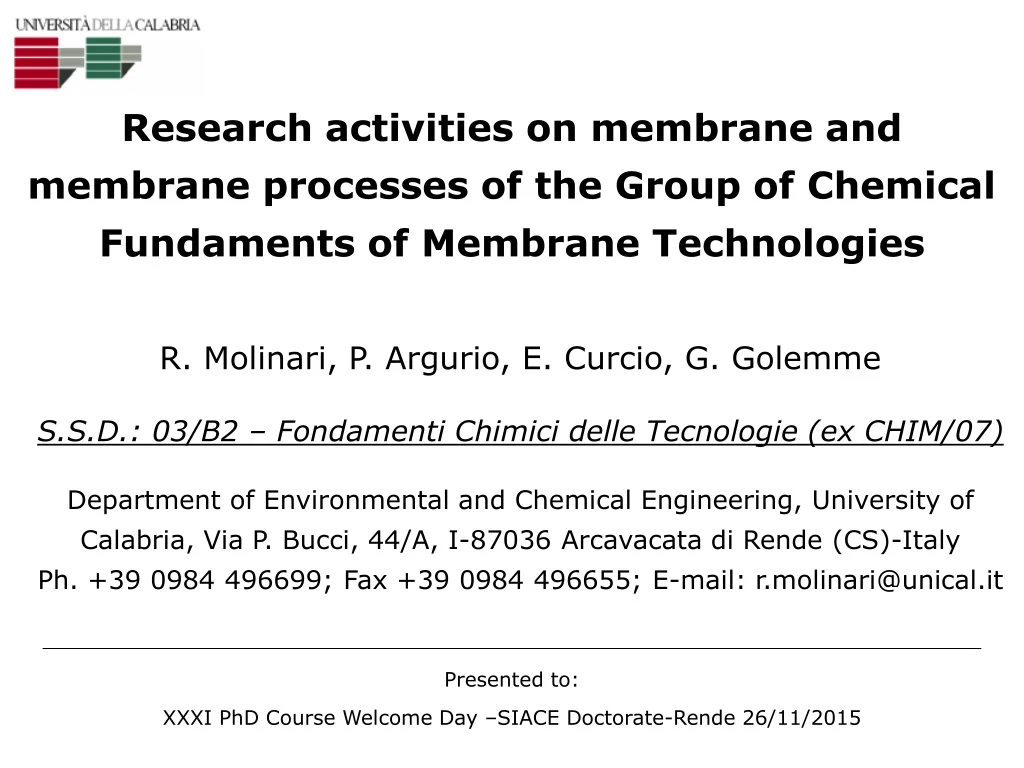 research activities on membrane and membrane