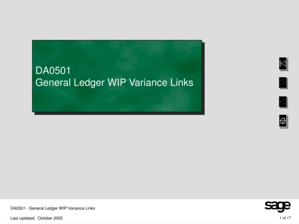 DA0501  General Ledger WIP Variance Links