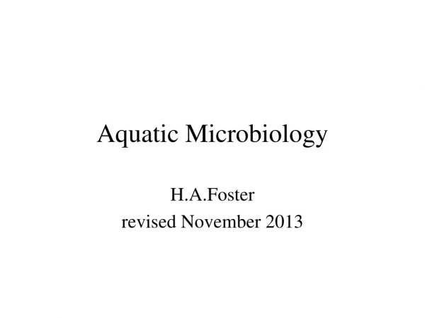 Aquatic Microbiology