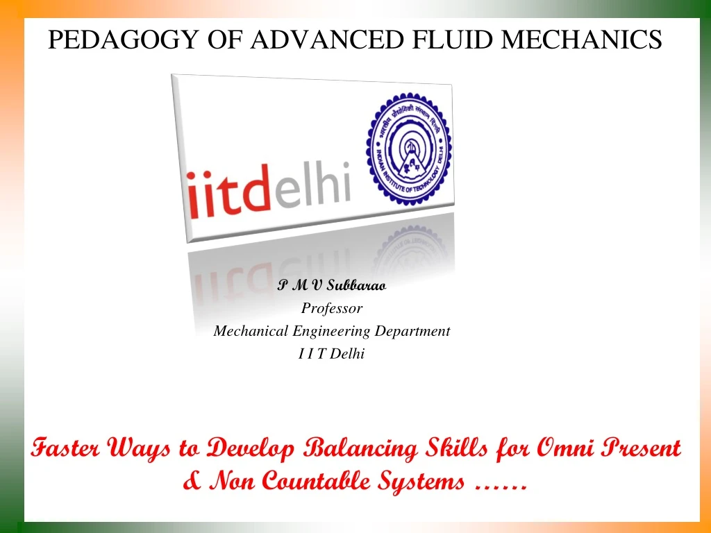 pedagogy of advanced fluid mechanics