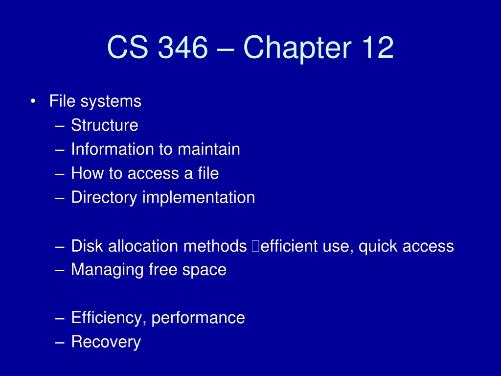 cs 346 chapter 12