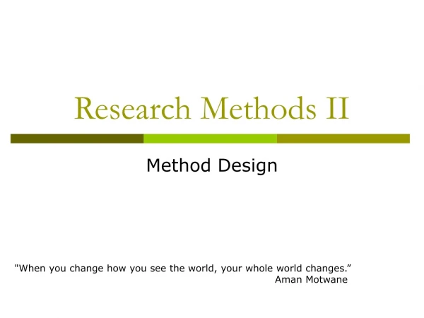Research Methods II