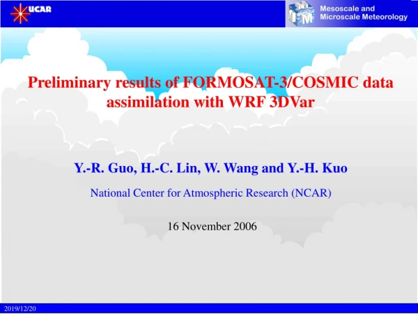 Preliminary results of FORMOSAT-3/COSMIC data assimilation with WRF 3DVar