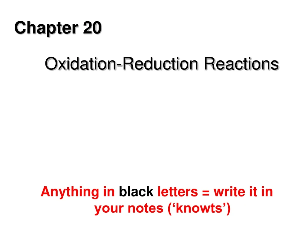 chapter 20 oxidation reduction reactions