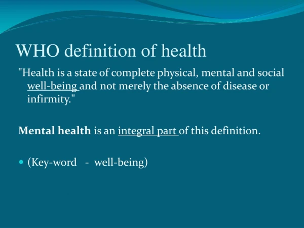 WHO definition of health