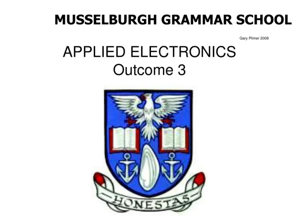 APPLIED ELECTRONICS  Outcome 3