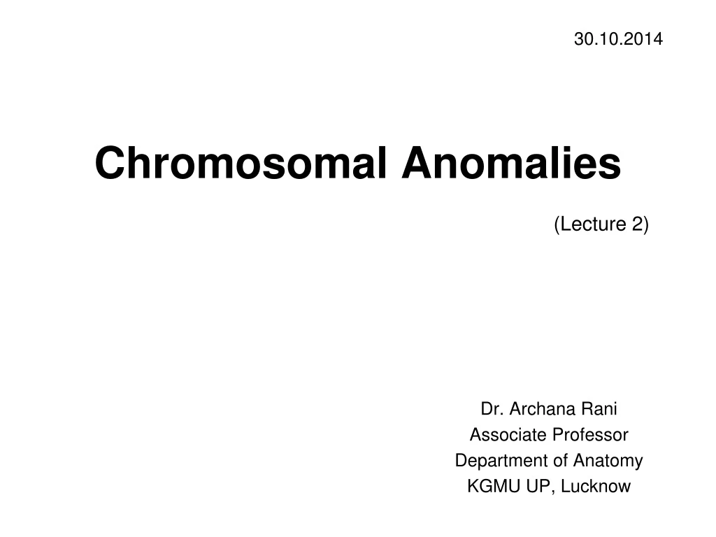 chromosomal anomalies lecture 2
