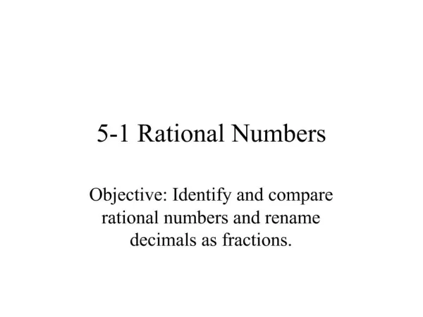 5-1 Rational Numbers