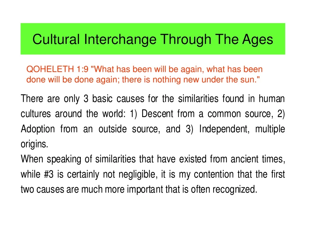 cultural interchange through the ages