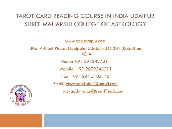 Tarot Card Reading Course in India Udaipur Shree Maharshi College of Astrology