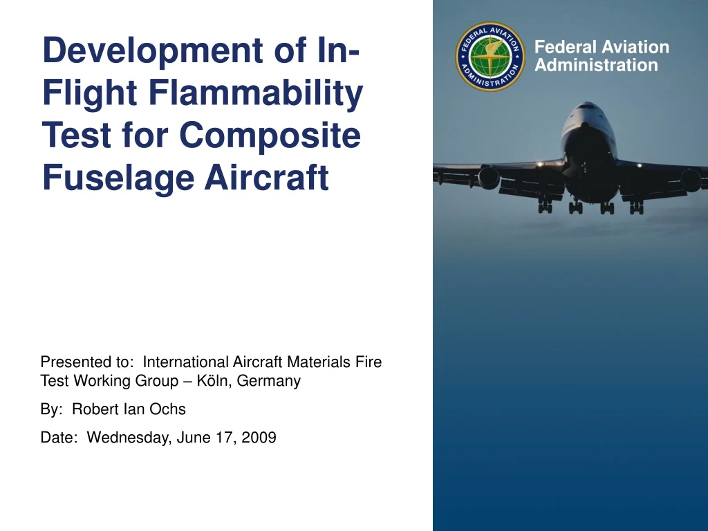 development of in flight flammability test for composite fuselage aircraft
