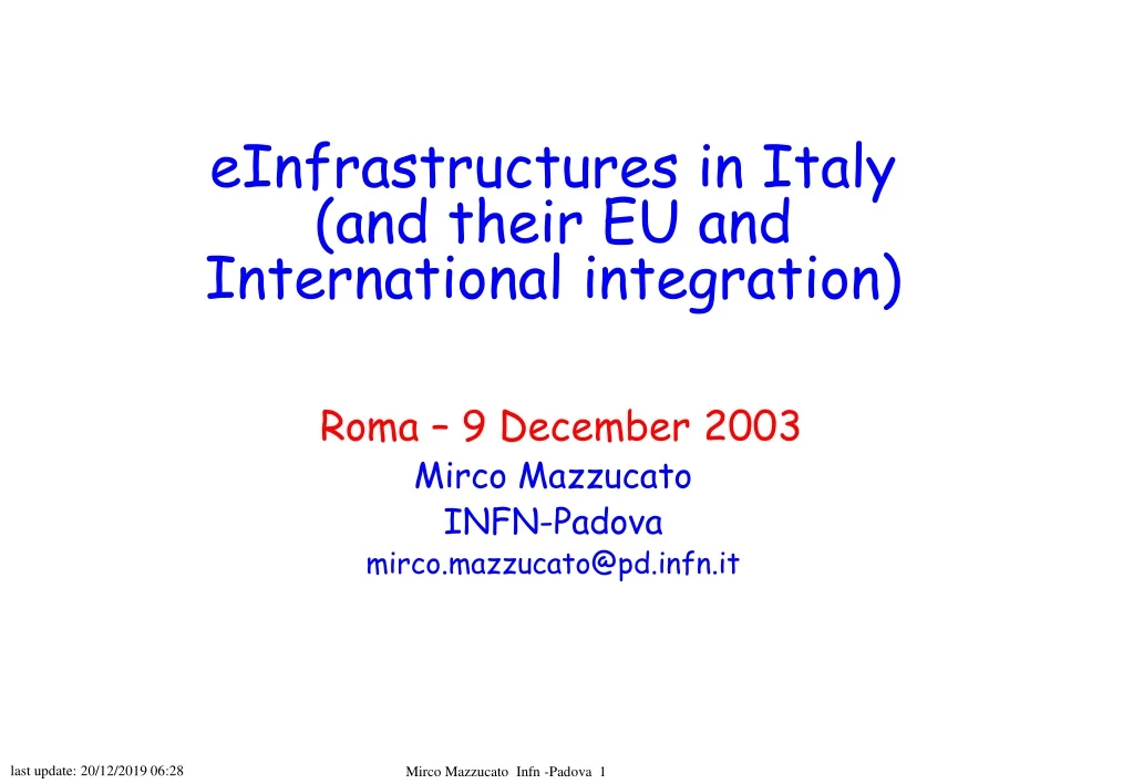 einfrastructures in italy and their