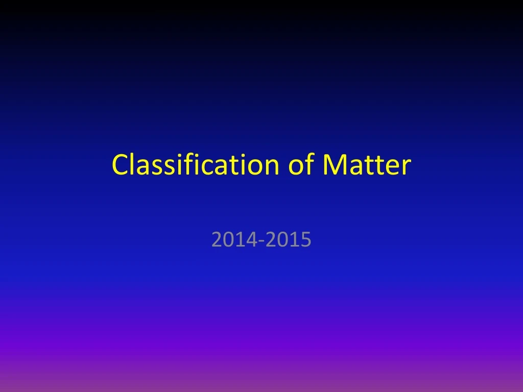 classification of matter