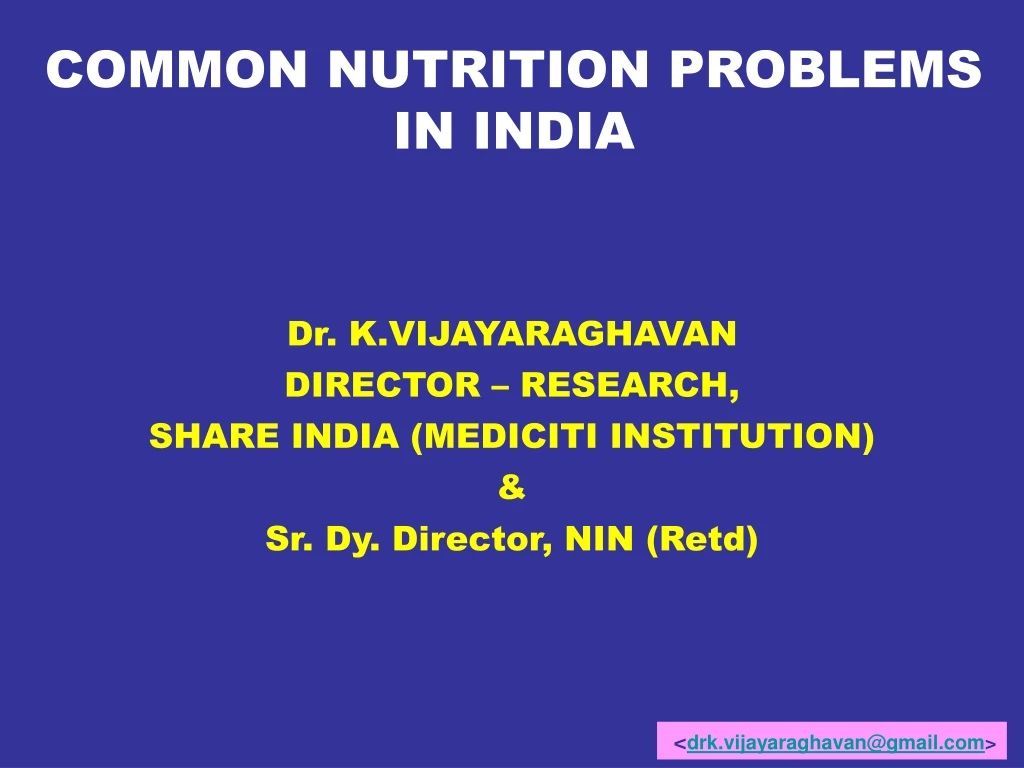 common nutrition problems in india