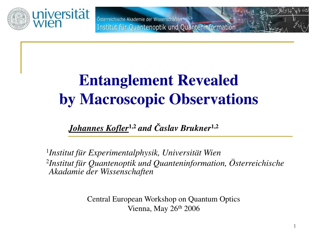 entanglement revealed by macroscopic observations