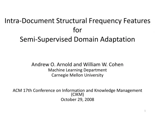Intra-Document Structural Frequency Features for  Semi-Supervised Domain Adaptation
