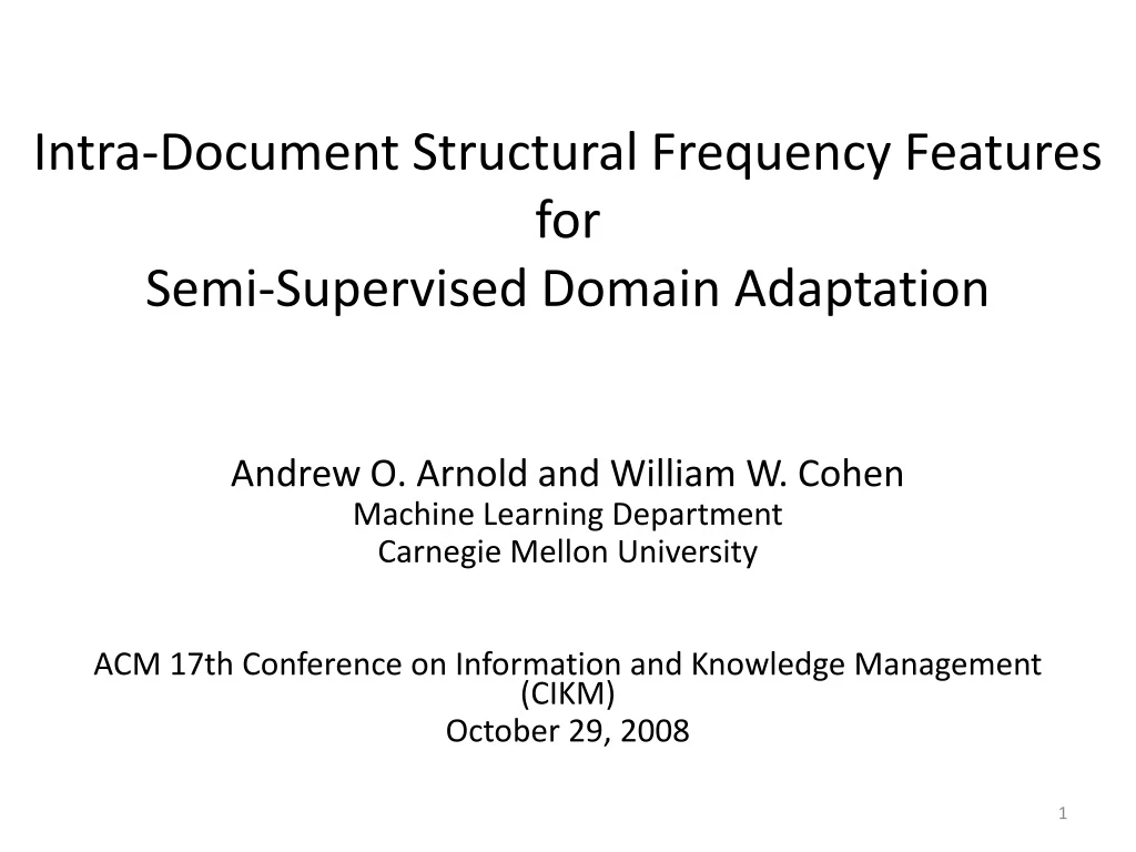 intra document structural frequency features for semi supervised domain adaptation