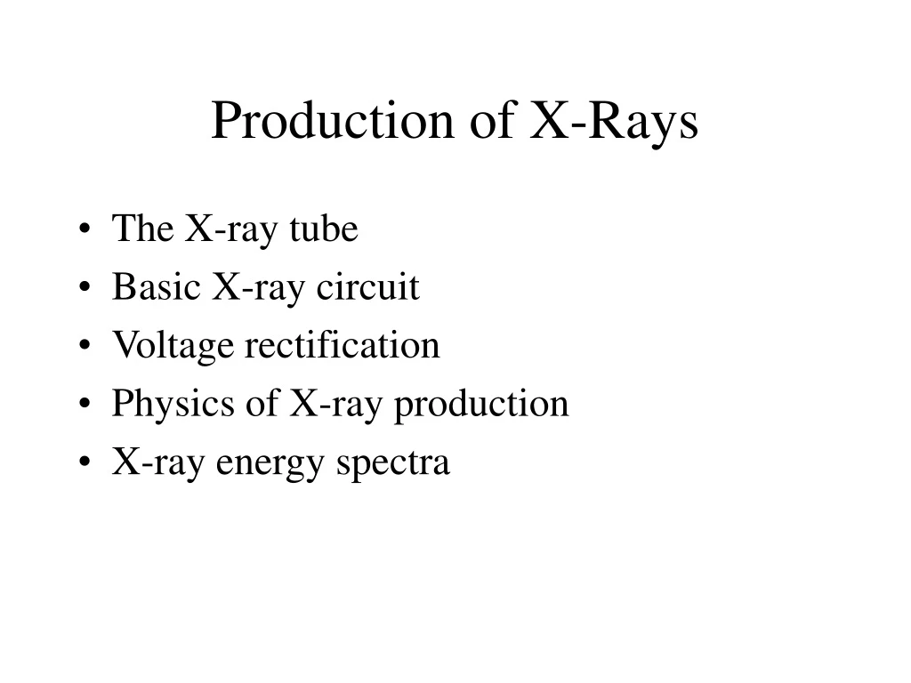 production of x rays