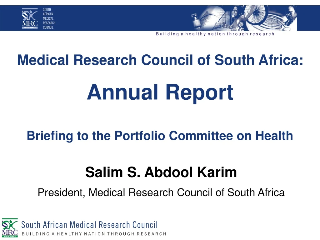 medical research council of south africa annual