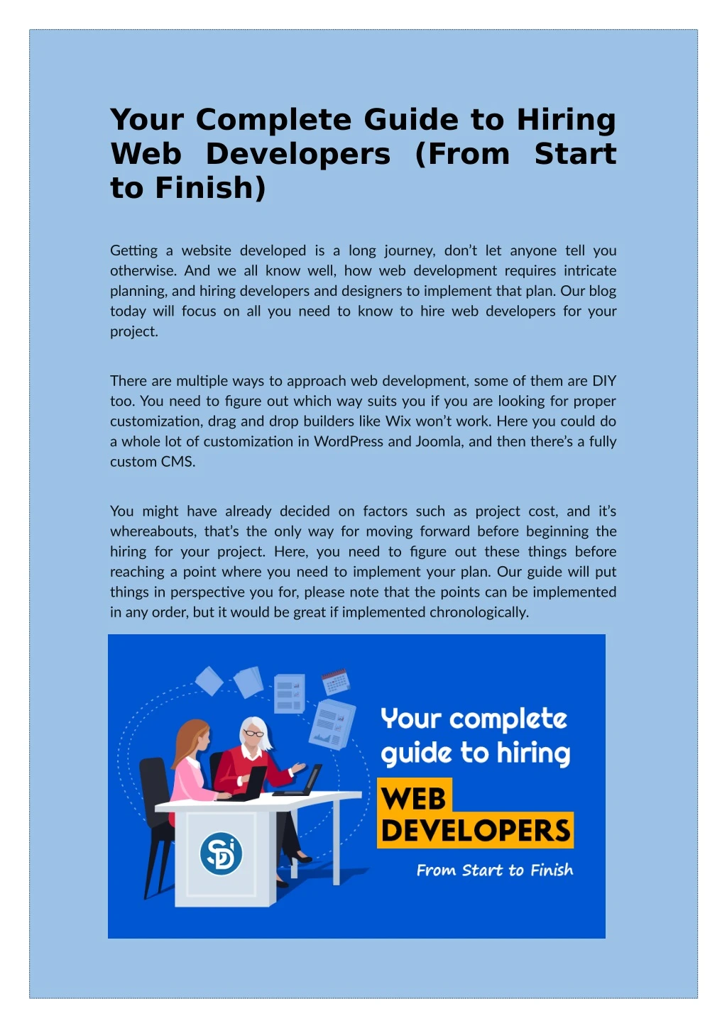 your complete guide to hiring web developers from