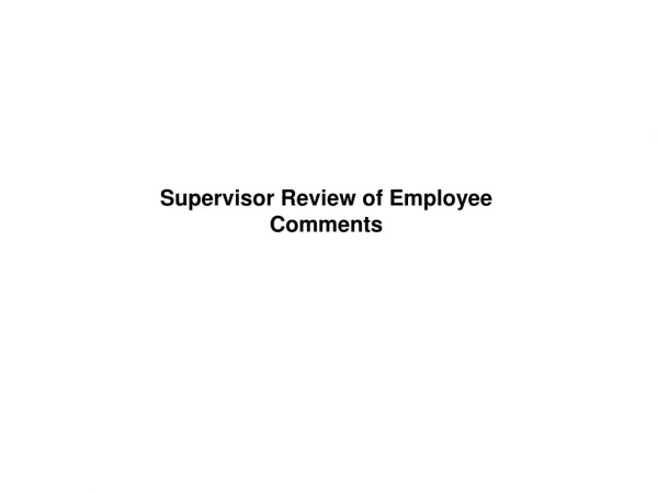 Supervisor Review of Employee Comments