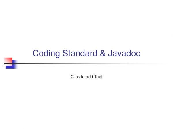 Coding Standard &amp; Javadoc