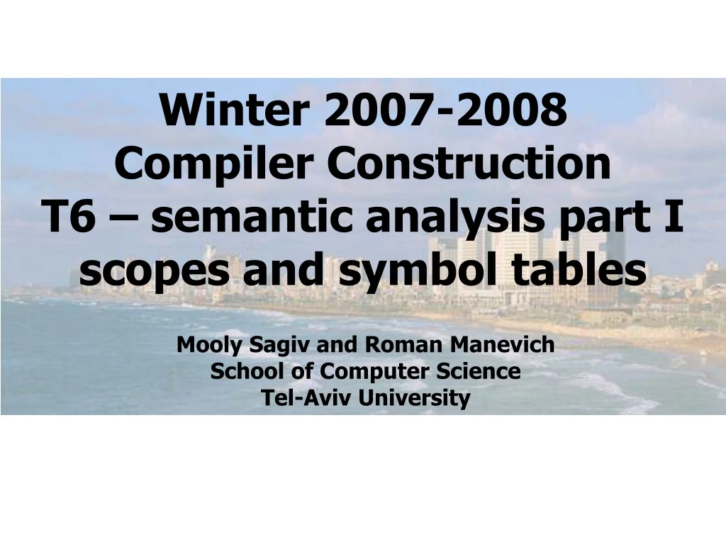 winter 2007 2008 compiler construction