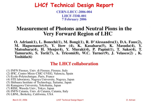 LHCf Technical Design Report CERN-LHCC-2006-004 LHCF-TDR-001 7 February 2006