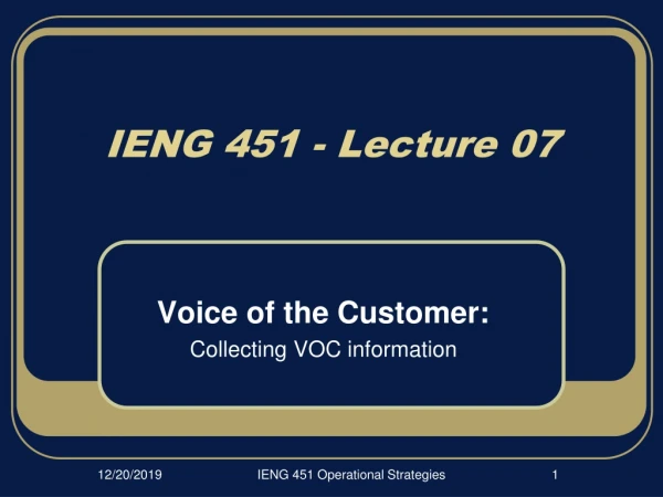 IENG 451 - Lecture 07