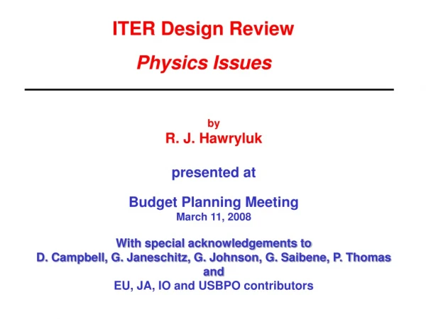 ITER Design Review  Physics Issues