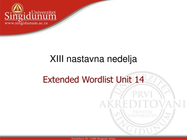 XIII nastavna nedelja