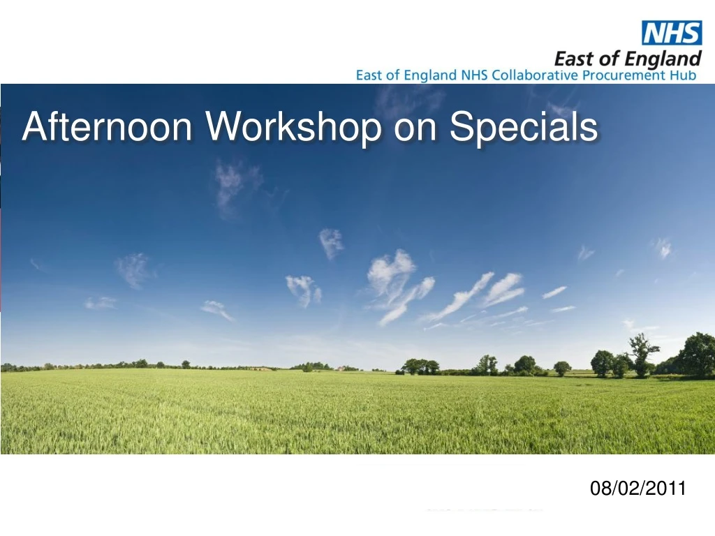 afternoon workshop on specials