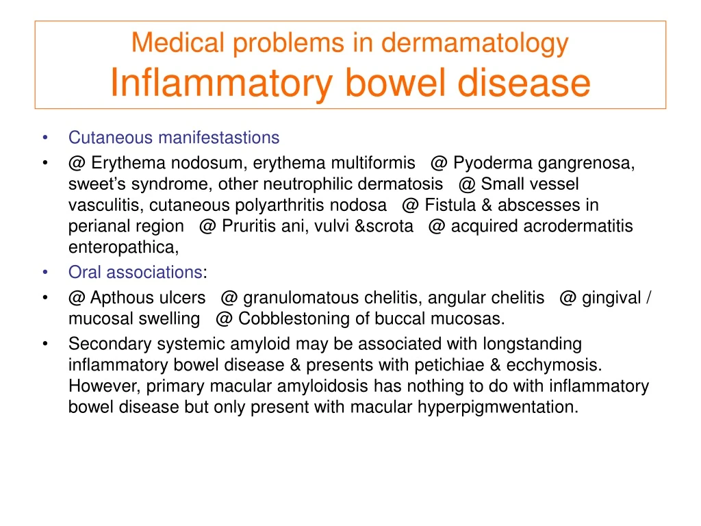 medical problems in dermamatology inflammatory bowel disease
