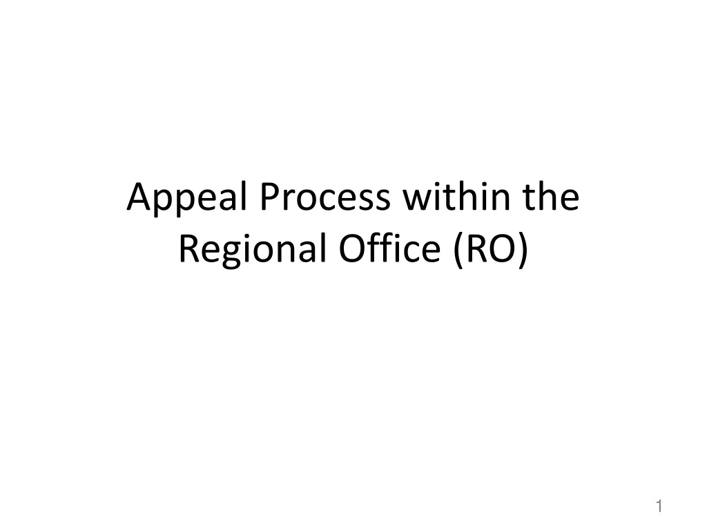 appeal process within the regional office ro