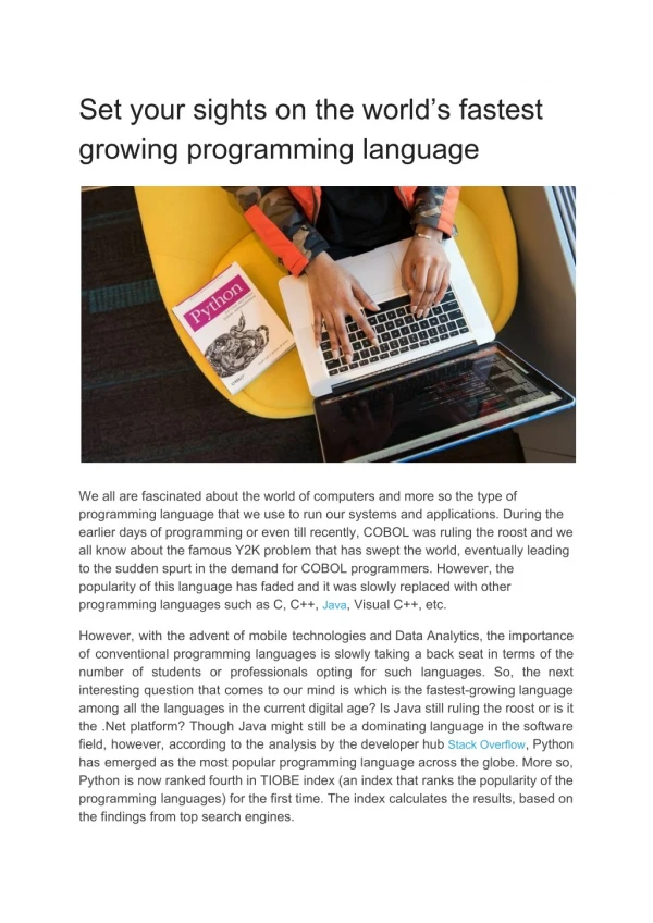 Set your sights on the world’s fastest growing programming language