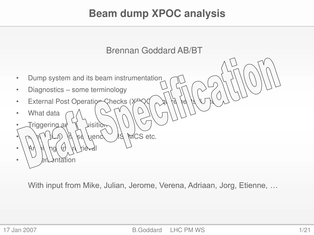 beam dump xpoc analysis