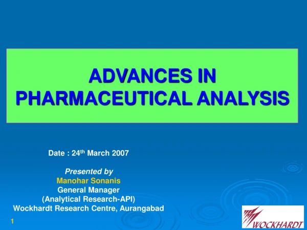 ADVANCES IN PHARMACEUTICAL ANALYSIS