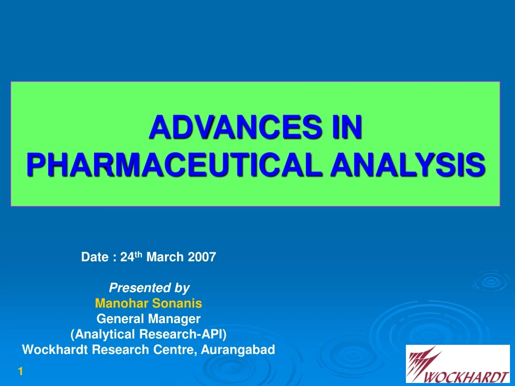 advances in pharmaceutical analysis