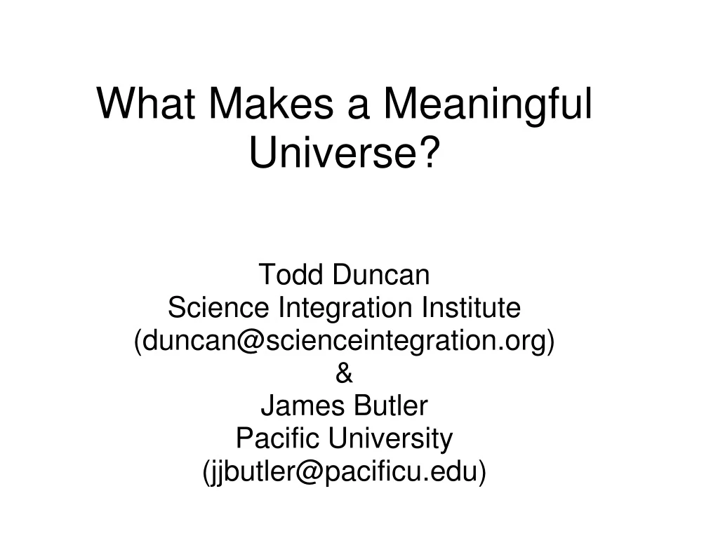 what makes a meaningful universe