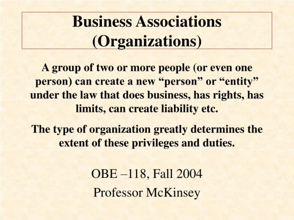 Business Associations (Organizations)