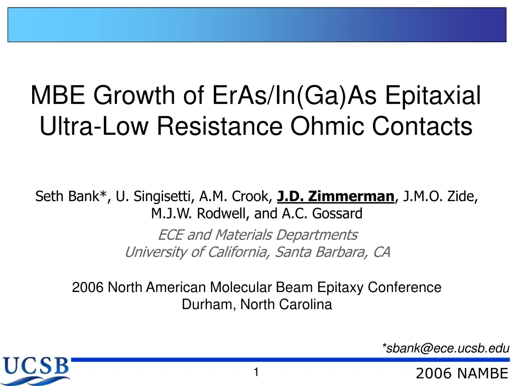 mbe growth of eras in ga as epitaxial ultra