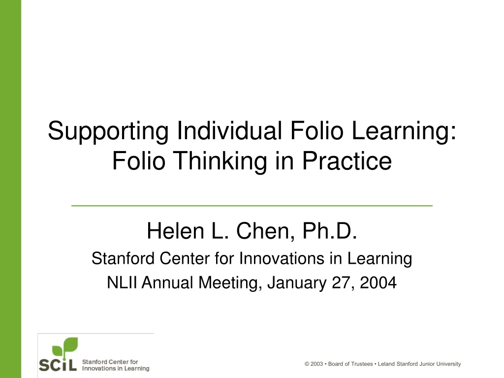 supporting individual folio learning folio thinking in practice